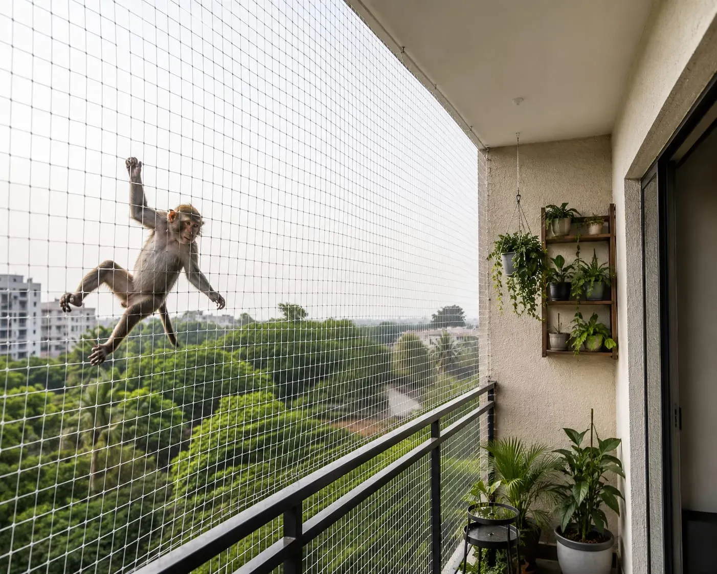 Monkey safety net installation in Vadapalani